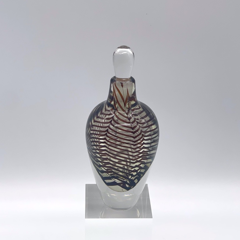 MICHAEL NOUROT GLASS ART STUDIO PULLED FEATHER PERFUME BOTTLE